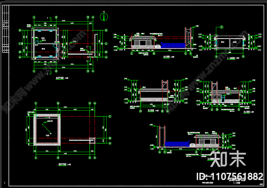 龙集镇尚咀小学大门建筑图设计施工图下载【ID:1107561882】