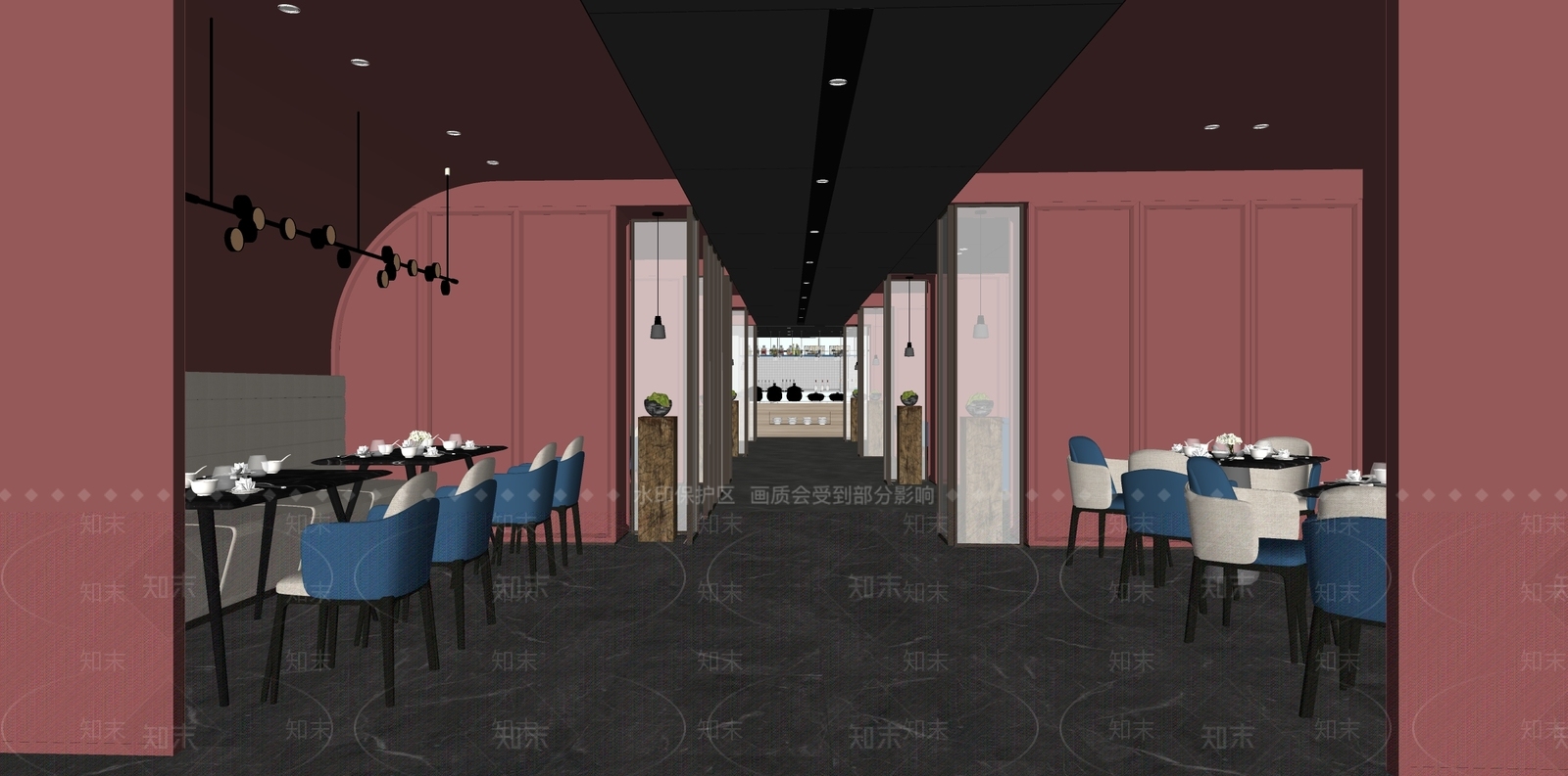 现代西餐厅SU模型下载【ID:1107564164】