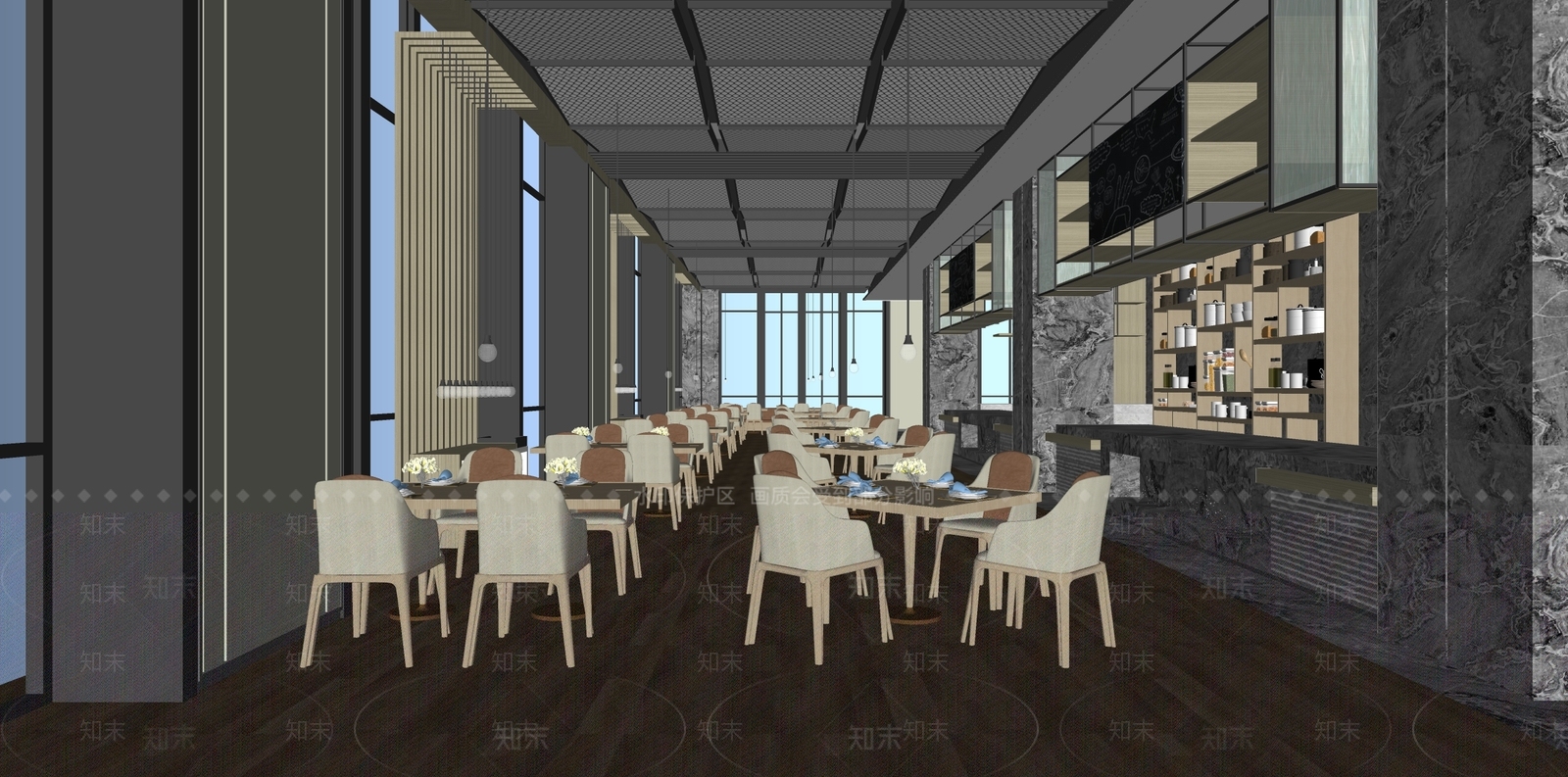 现代西餐厅SU模型下载【ID:1107564147】