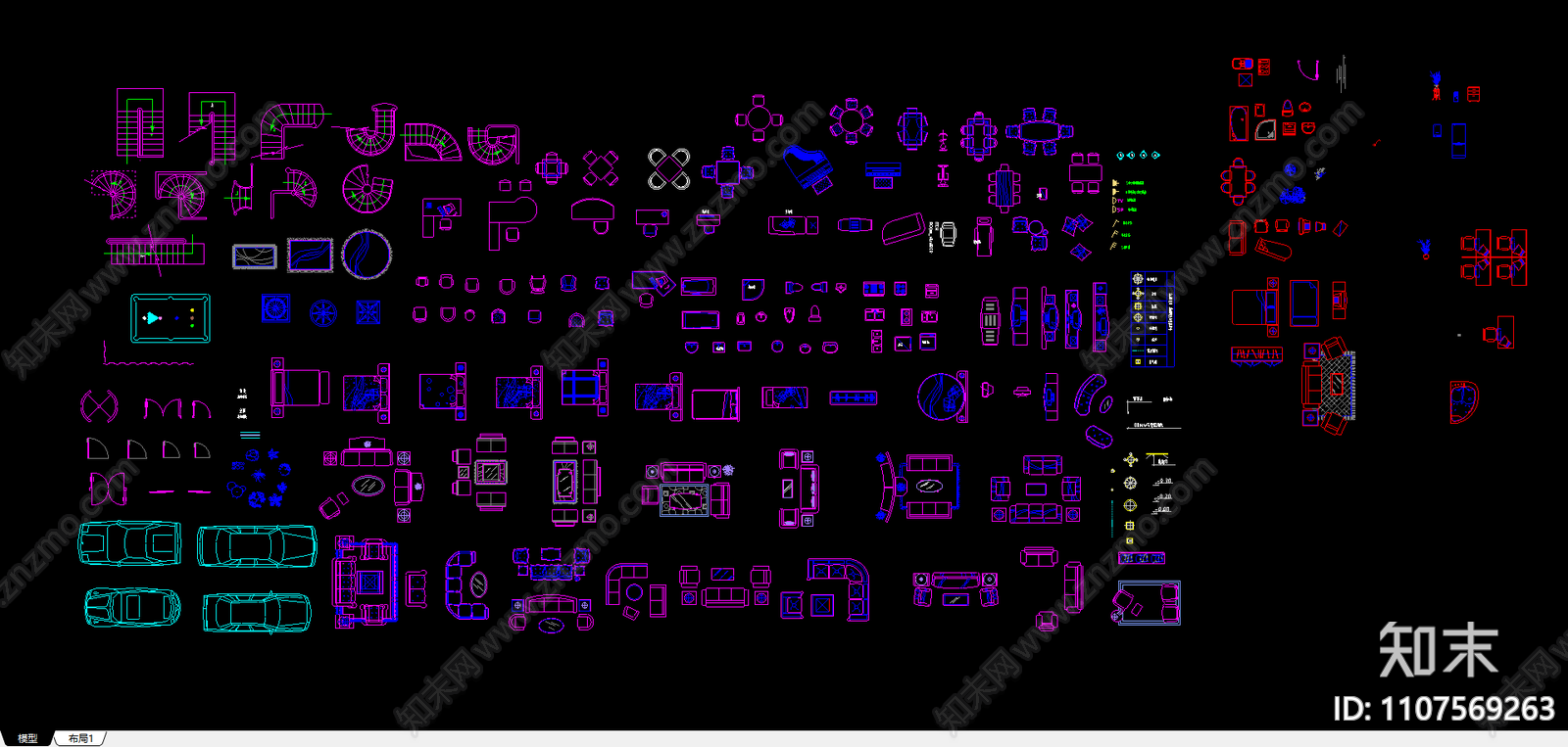 常用室内CAD图块1施工图下载【ID:1107569263】