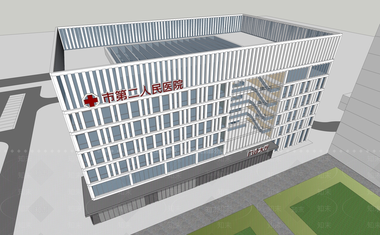 现代医疗建筑SU模型下载【ID:1107575495】