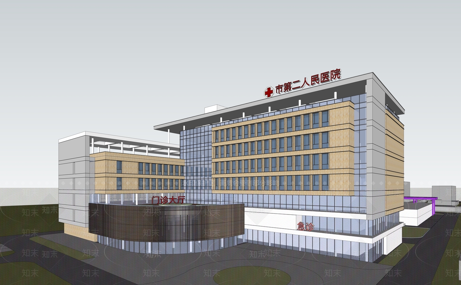 现代医疗建筑SU模型下载【ID:1107575488】
