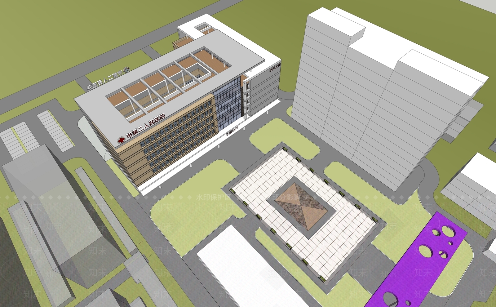 现代医疗建筑SU模型下载【ID:1107575488】
