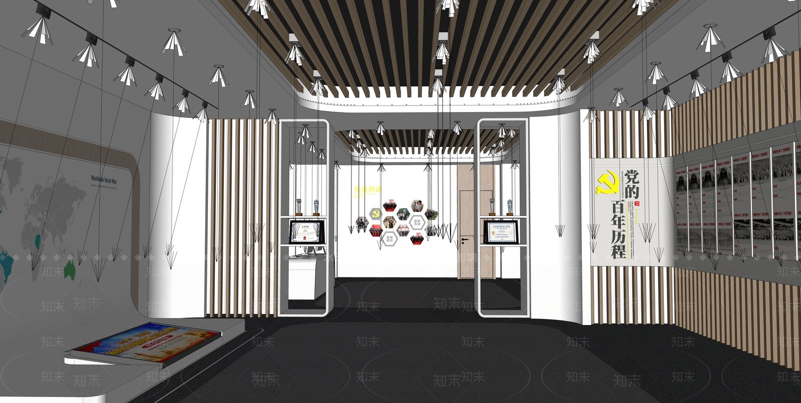 现代党建展厅SU模型下载【ID:1107575860】