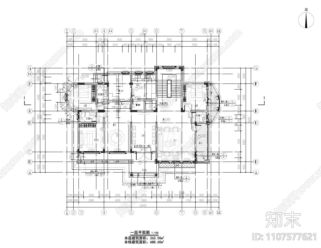 欧式简约自建房双首层设计cad施工图下载【ID:1107577621】