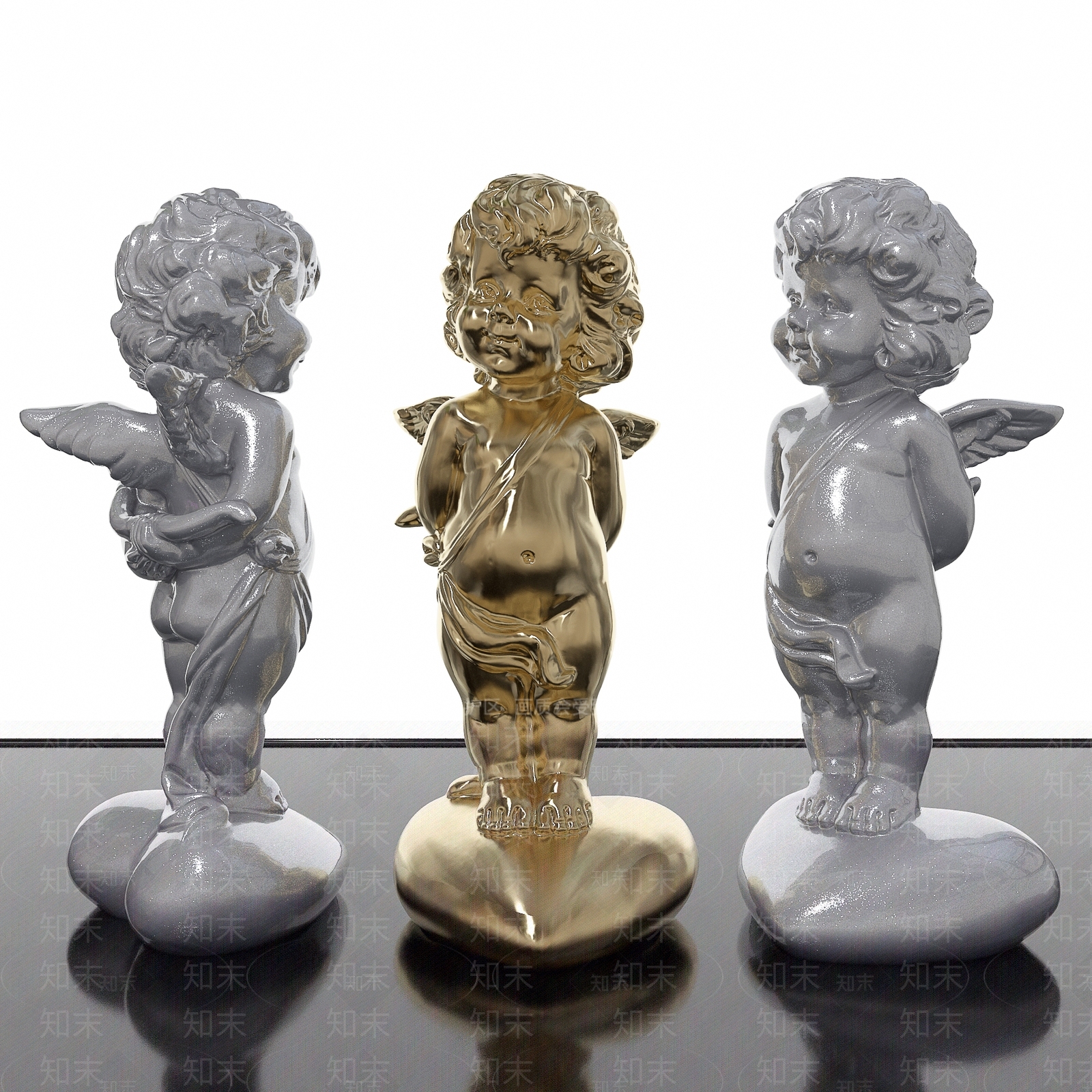 欧式古典小天使人物雕塑摆件3D模型下载【ID:1107579955】