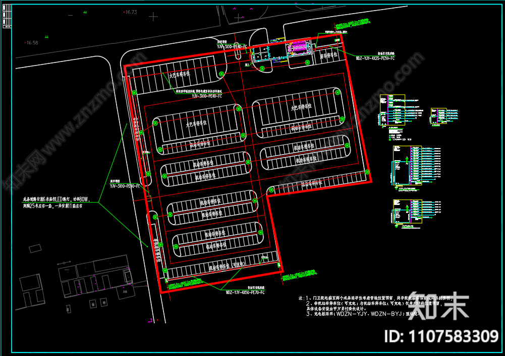 大王庄停车场路灯监控附属施工图cad施工图下载【ID:1107583309】