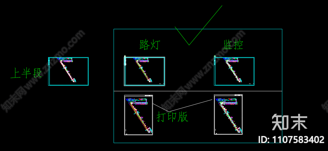 两河三堤施工图上半段平面路灯和监控电气施工图施工图下载【ID:1107583402】