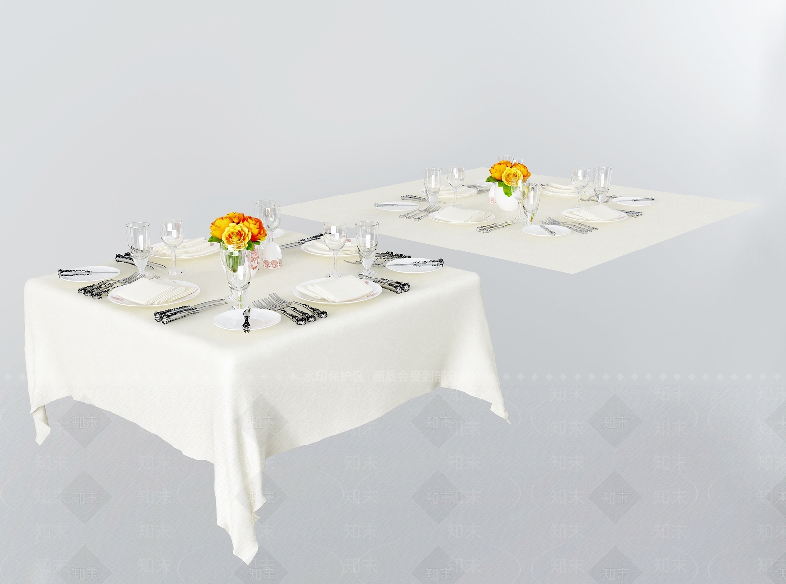 现代西餐具组合SU模型下载【ID:1107583686】