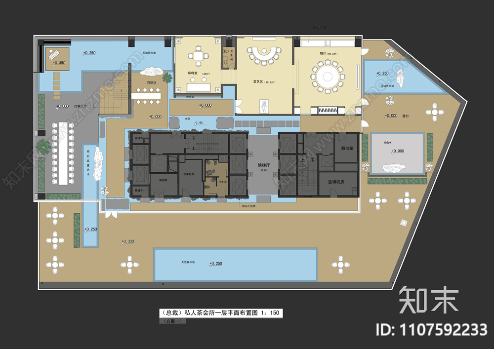 两层中式茶楼装修效果图cad施工图下载【ID:1107592233】