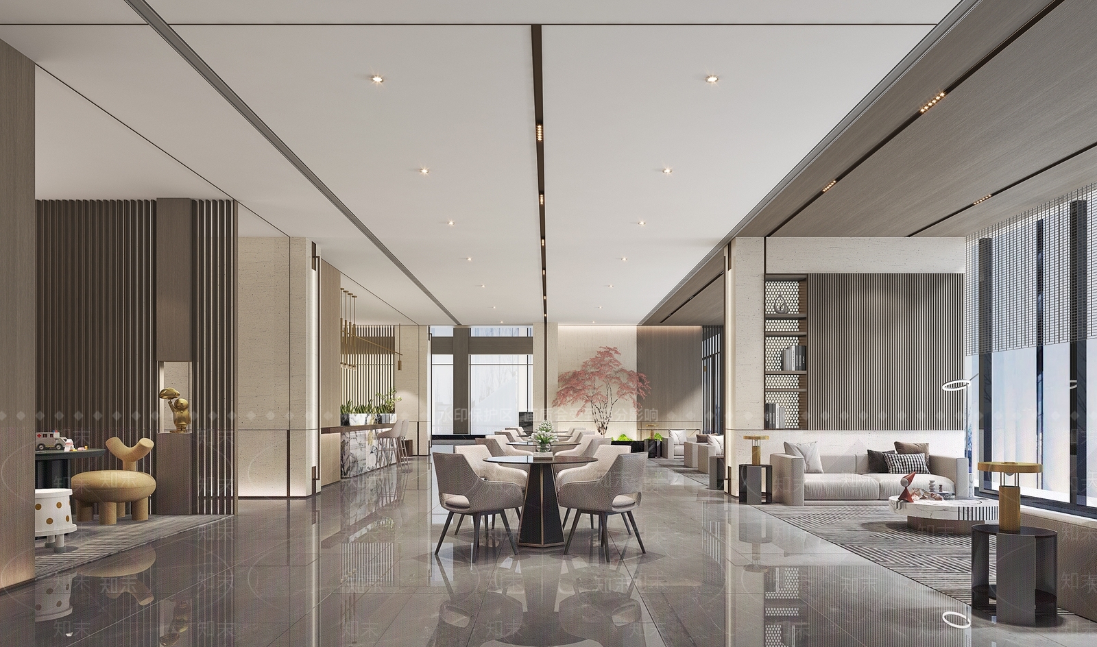 现代酒店餐厅3D模型下载【ID:1221493956】