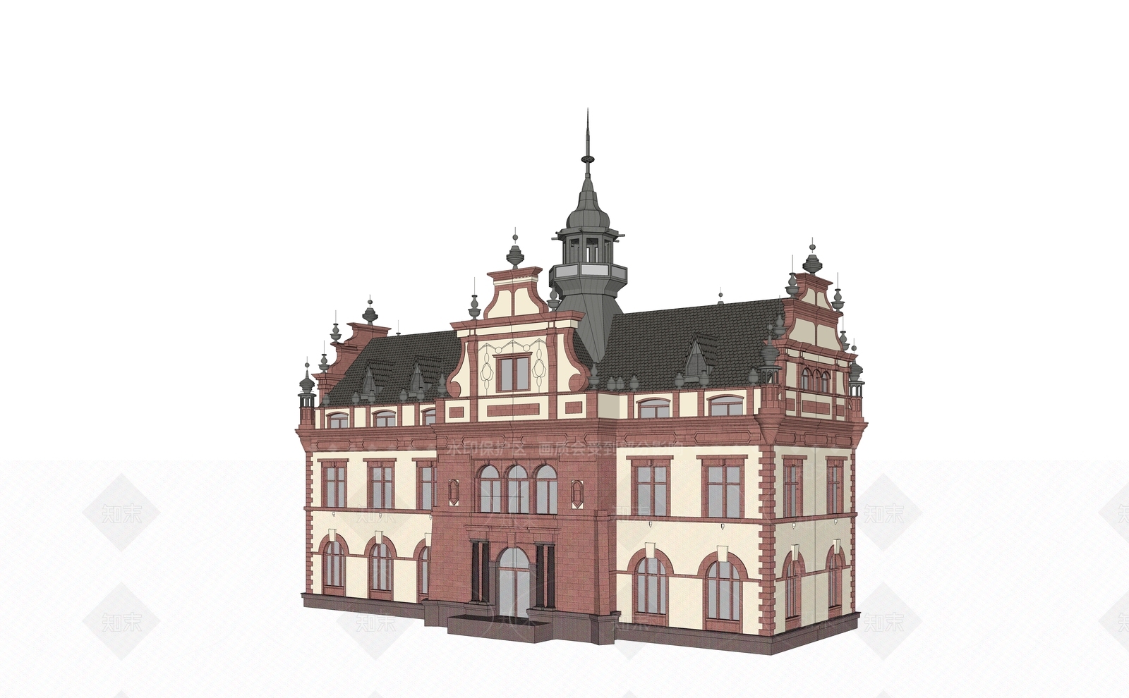 欧式多层办公楼SU模型下载【ID:1107604460】