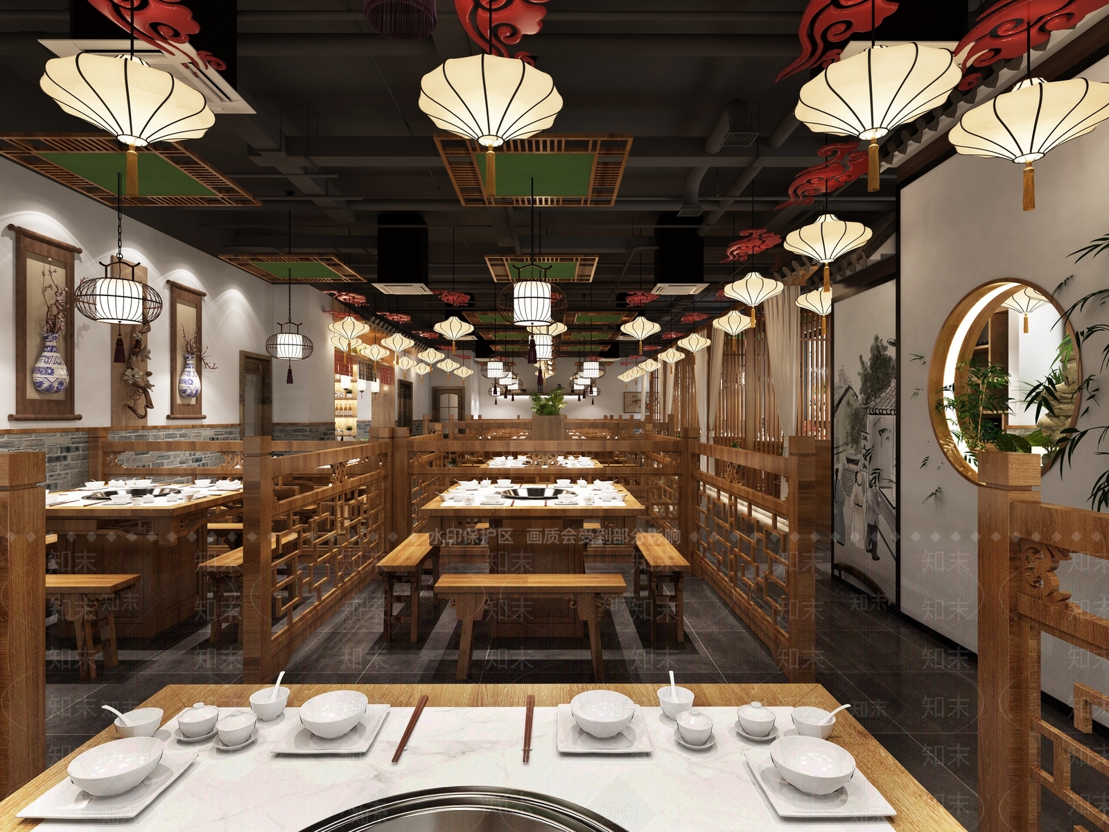 新中式火锅店3D模型下载【ID:1107607196】