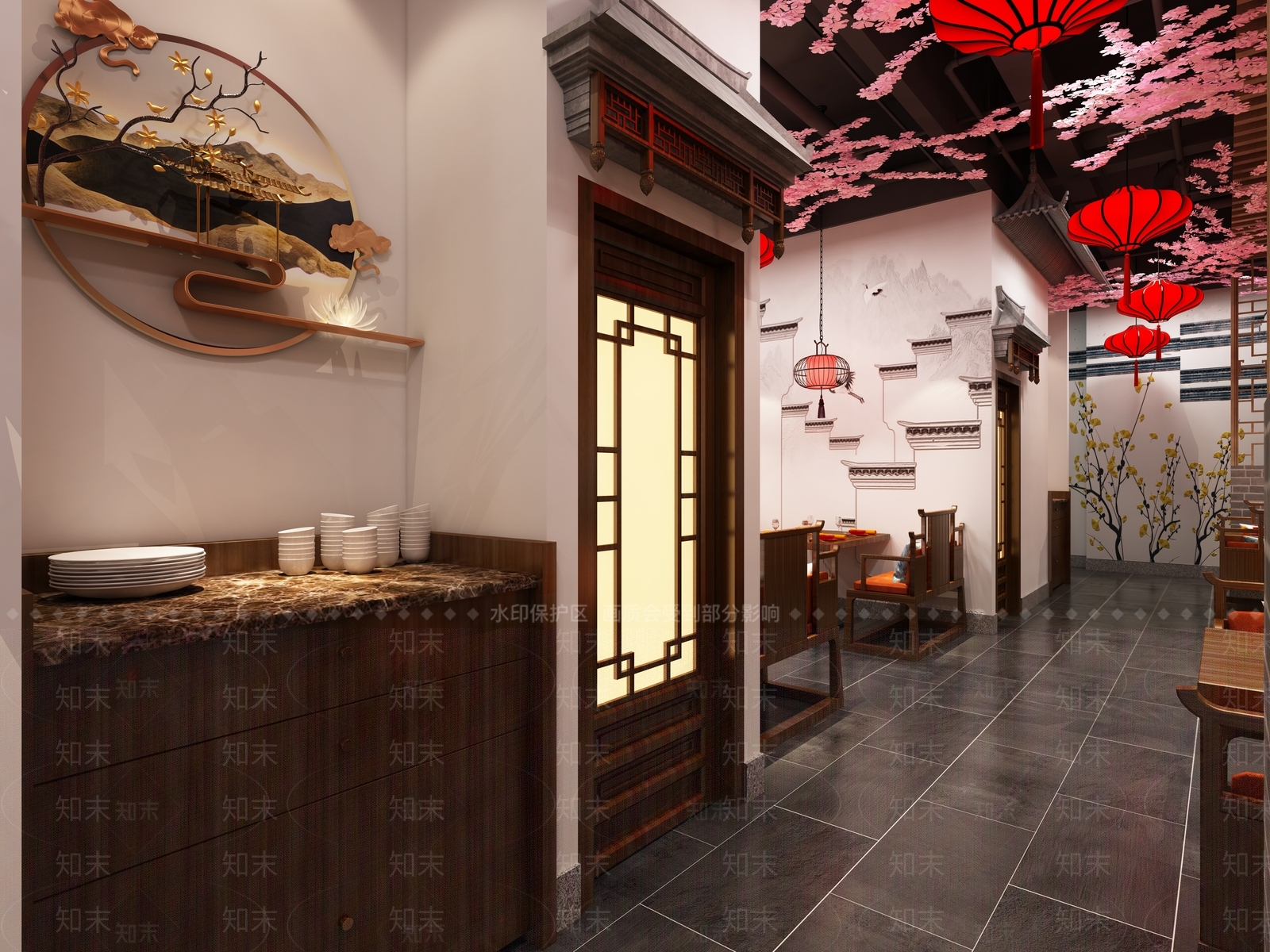 新中式火锅店3D模型下载【ID:1107609367】