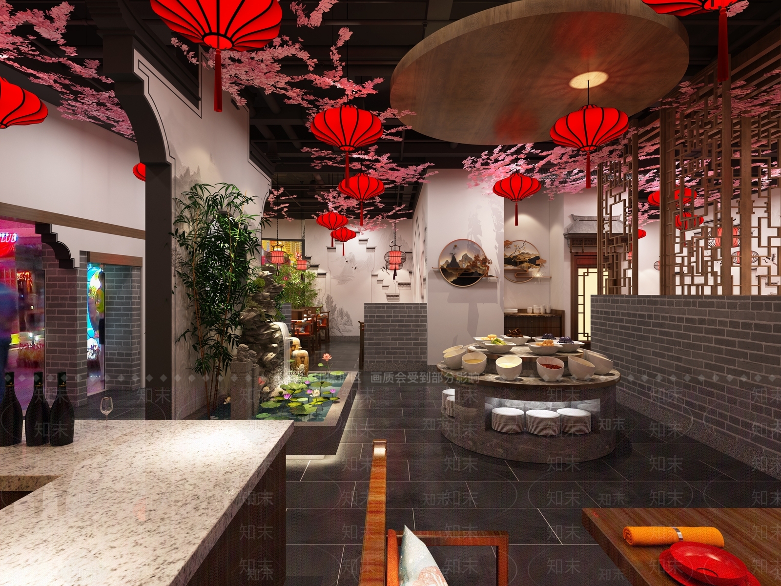 新中式火锅店3D模型下载【ID:1107609367】