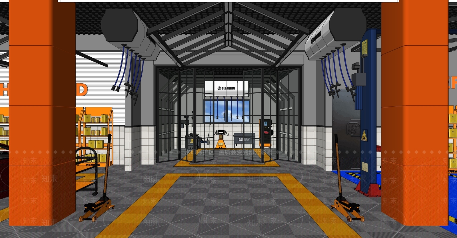 现代汽车修理店SU模型下载【ID:1107609676】