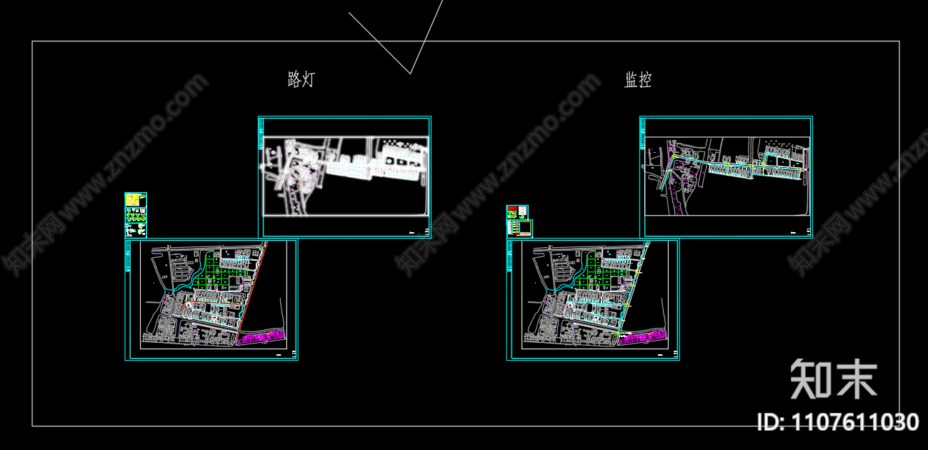 小圩路灯和监控电力施工图设计cad施工图下载【ID:1107611030】