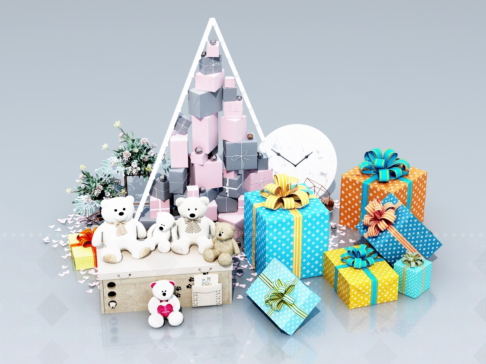 现代礼品盒3D模型下载【ID:1107618798】