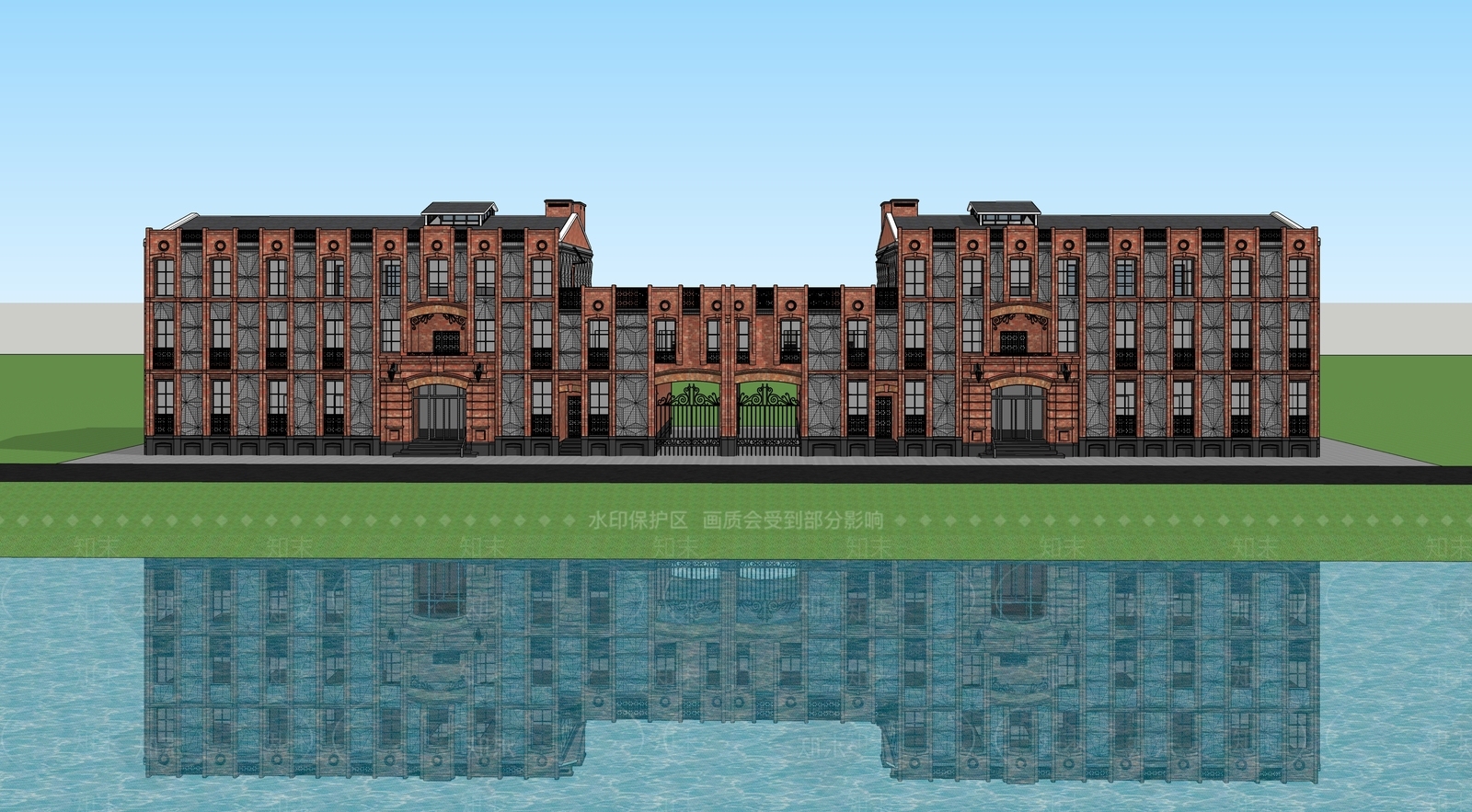 欧式多层办公楼SU模型下载【ID:1107619525】