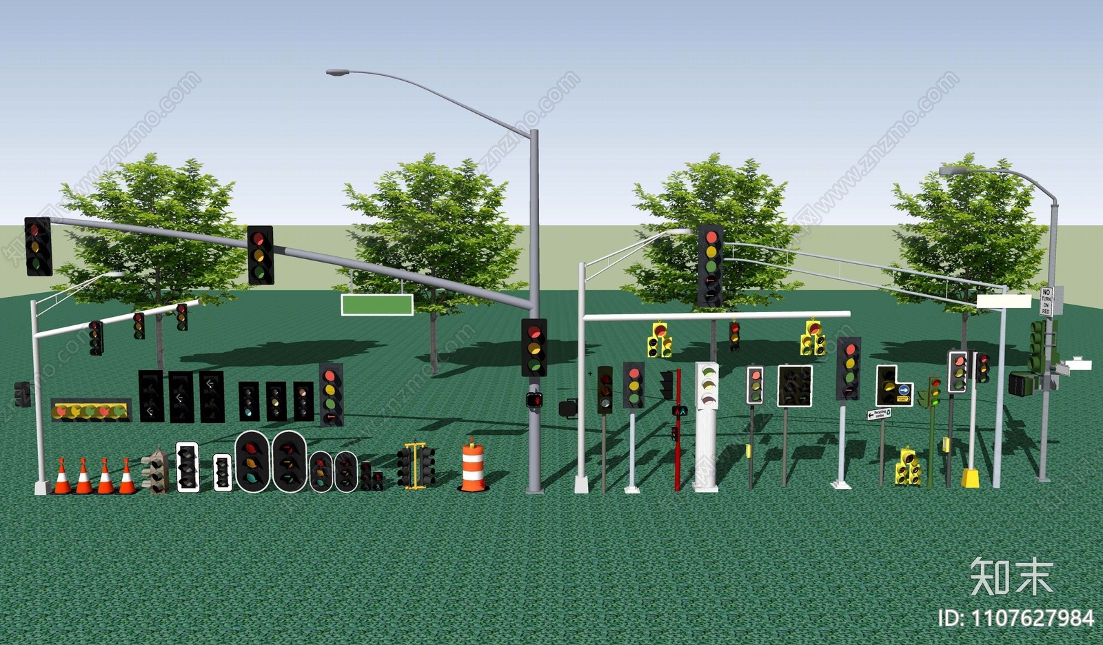 现代交通信号灯SU模型下载【ID:1107627984】