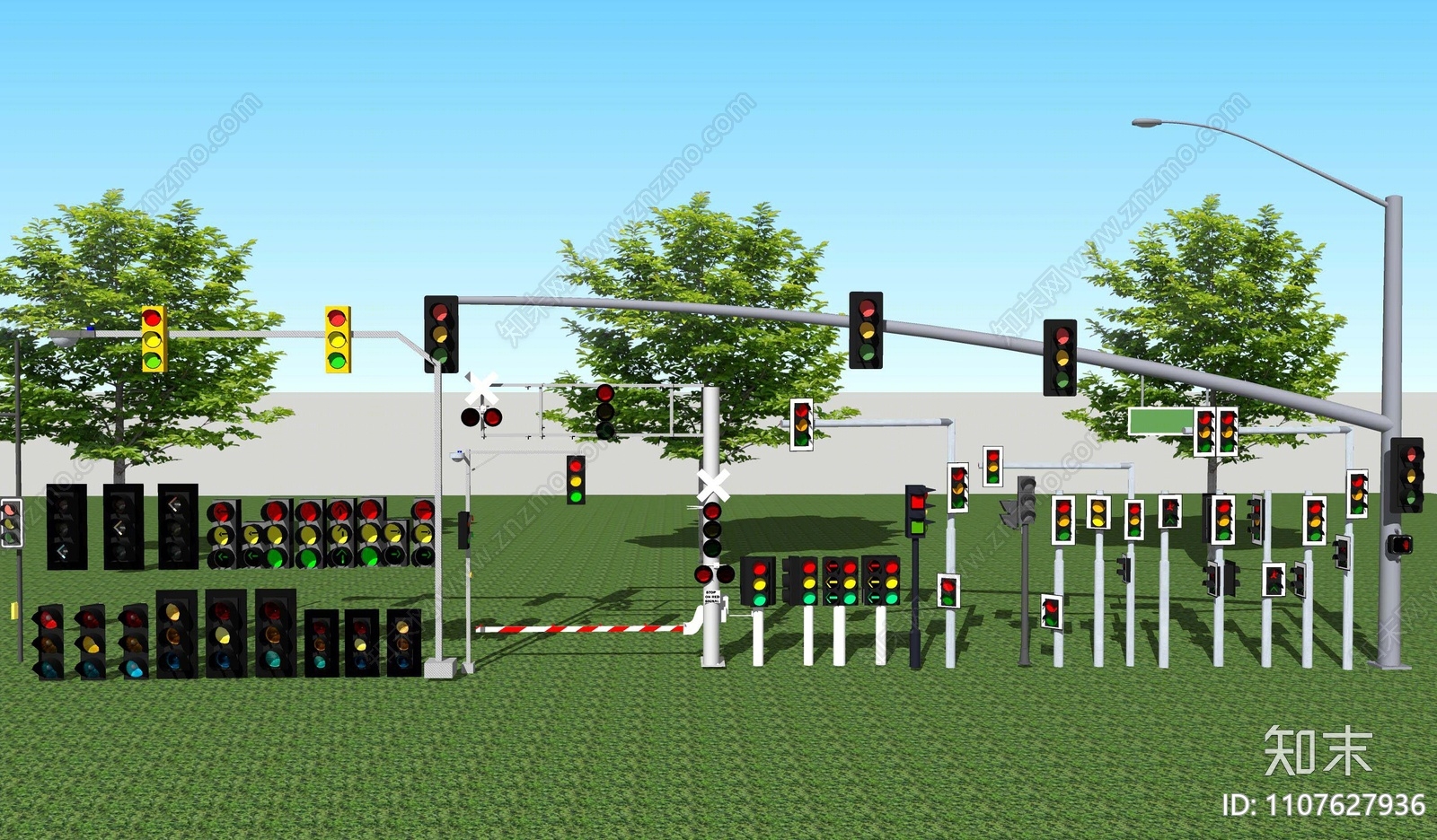 现代交通信号灯SU模型下载【ID:1107627936】