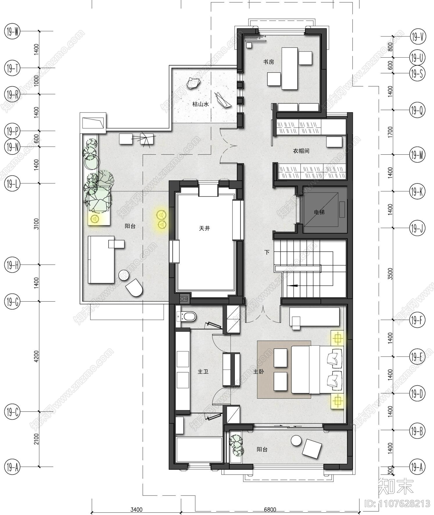 700㎡四层新中式别墅CAD装修施工图下载【ID:1107628213】