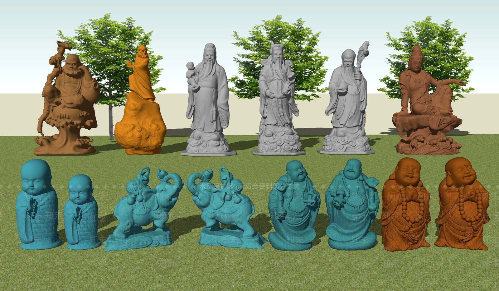 中式古代文人SU模型下载【ID:1107629640】