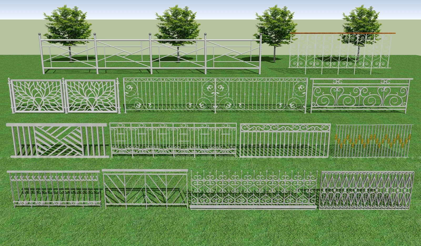欧式铁艺栏杆SU模型下载【ID:1107629958】