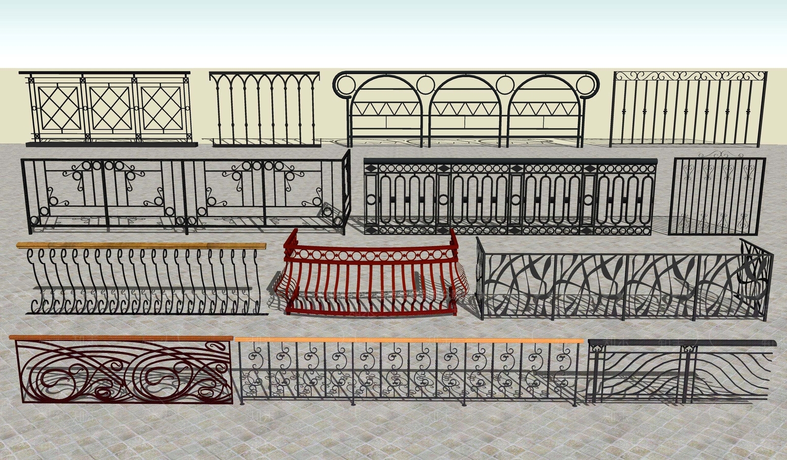 欧式铁艺栏杆SU模型下载【ID:1107630033】