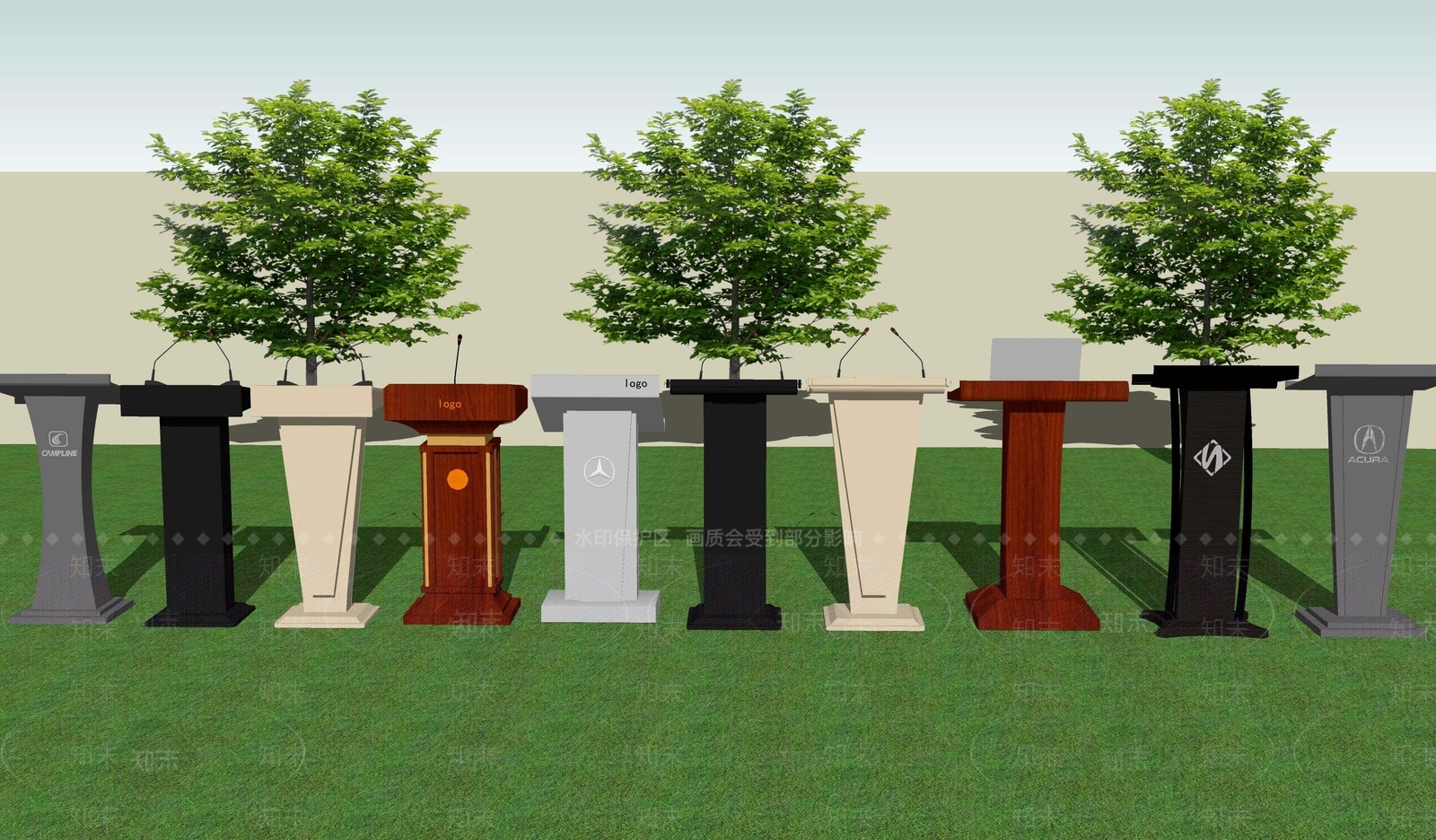 现代演讲台SU模型下载【ID:1107635121】