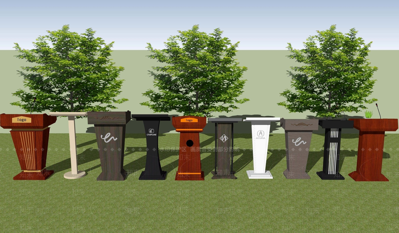 现代演讲台SU模型下载【ID:1107635152】