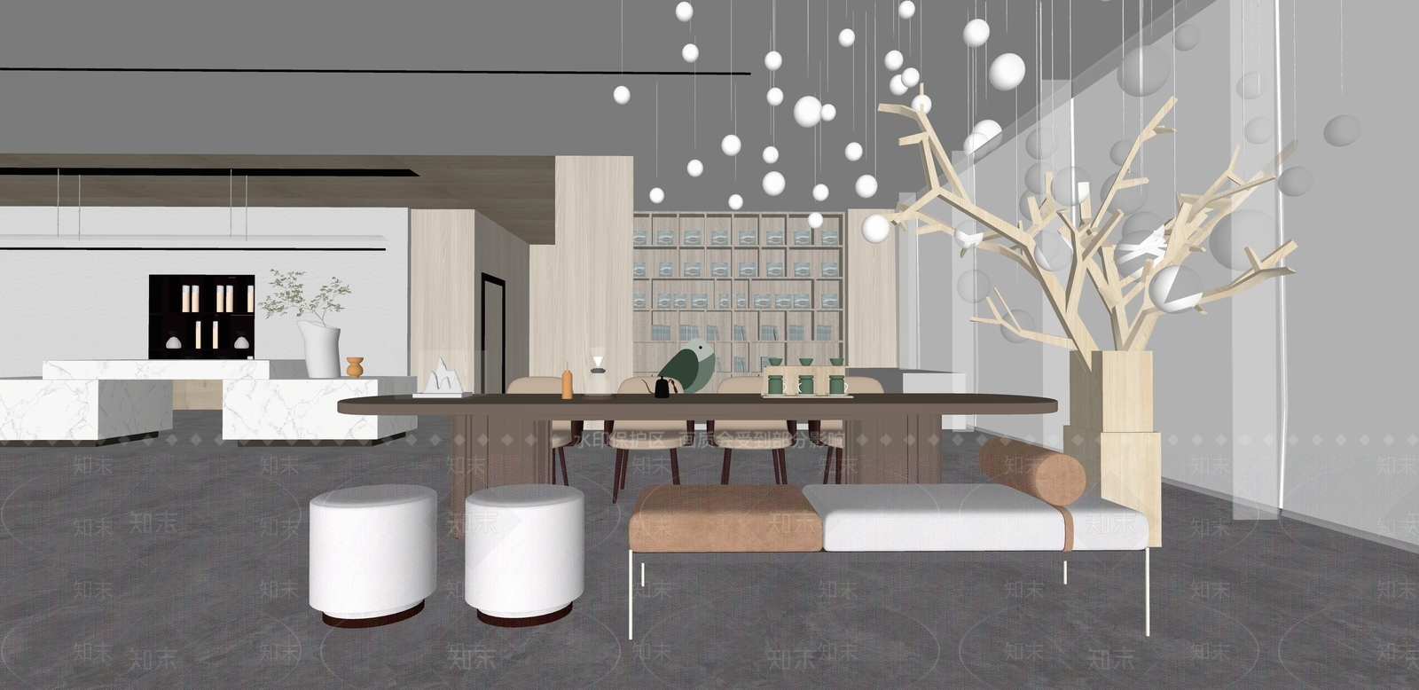现代酒店大堂SU模型下载【ID:1107640872】