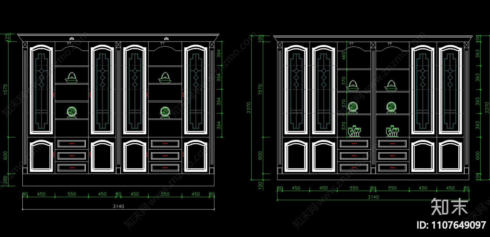 酒窖酒柜素材施工图下载【ID:1107649097】
