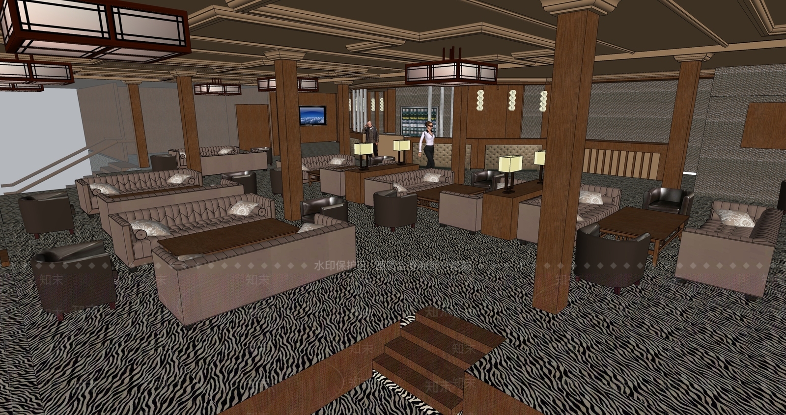 欧式咖啡厅SU模型下载【ID:1107651905】