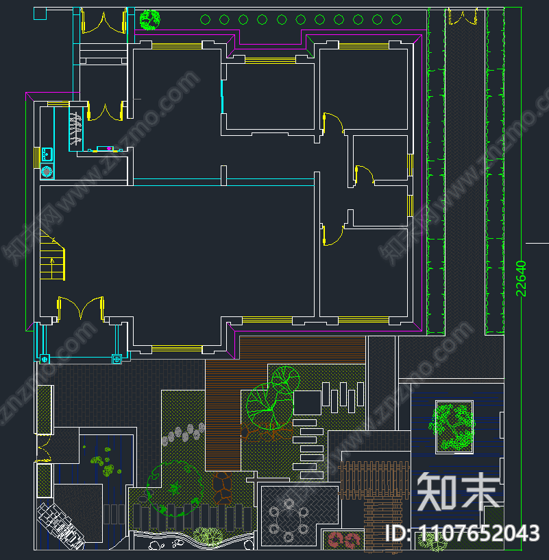 别墅庭院景观平面图cad施工图下载【ID:1107652043】