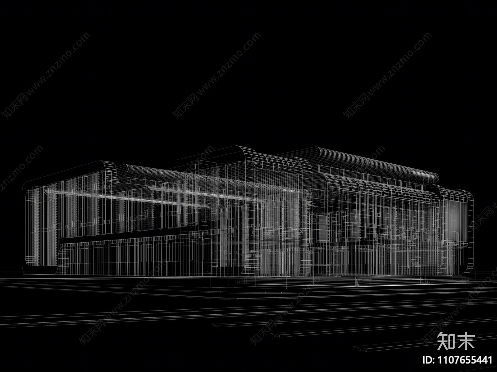 现代游泳馆外观3D模型下载【ID:1107655441】