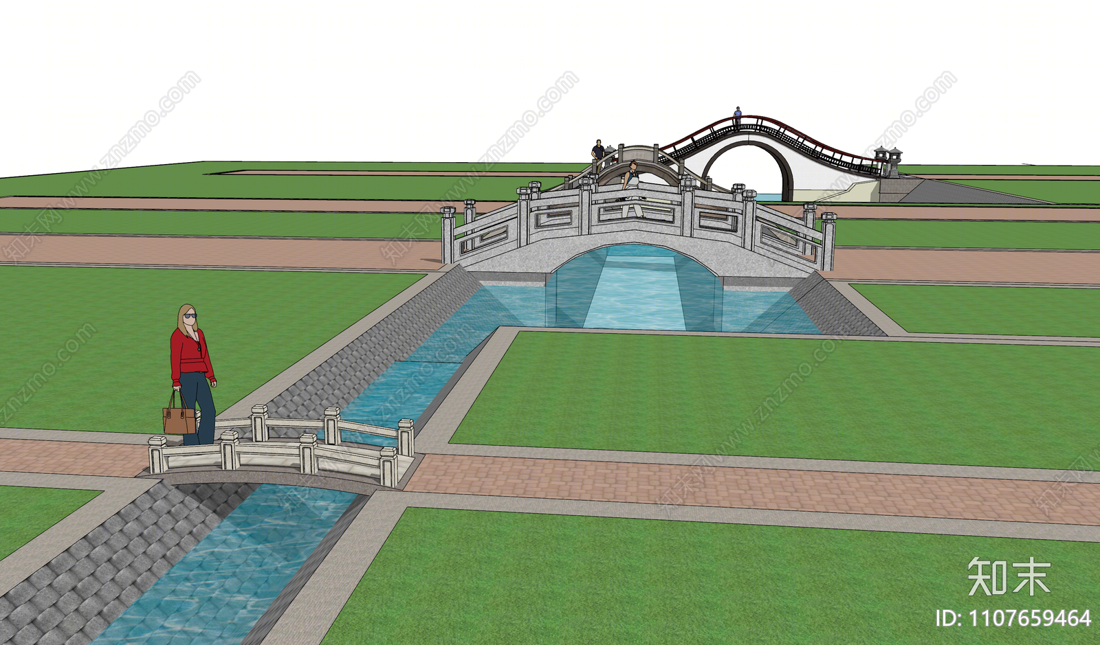中式景观桥SU模型下载【ID:1107659464】