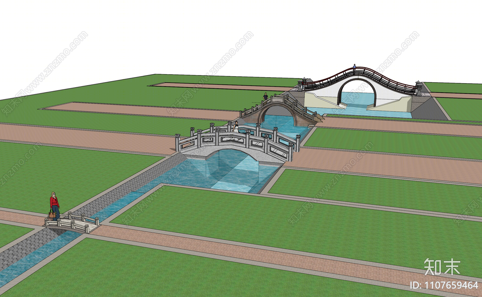 中式景观桥SU模型下载【ID:1107659464】