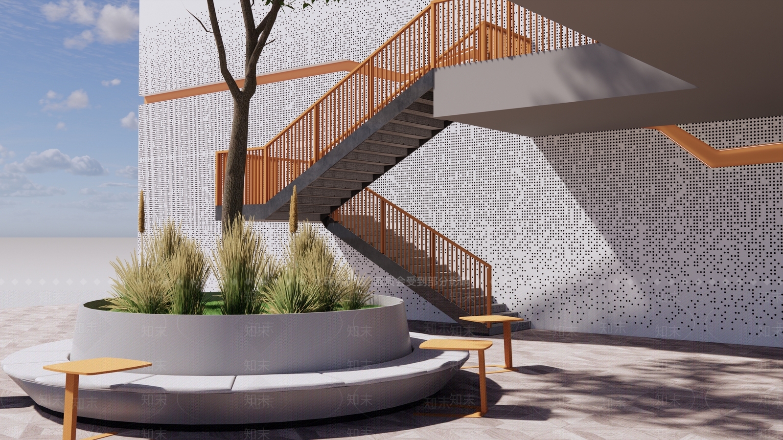 现代扶手楼梯SU模型下载【ID:1107670799】