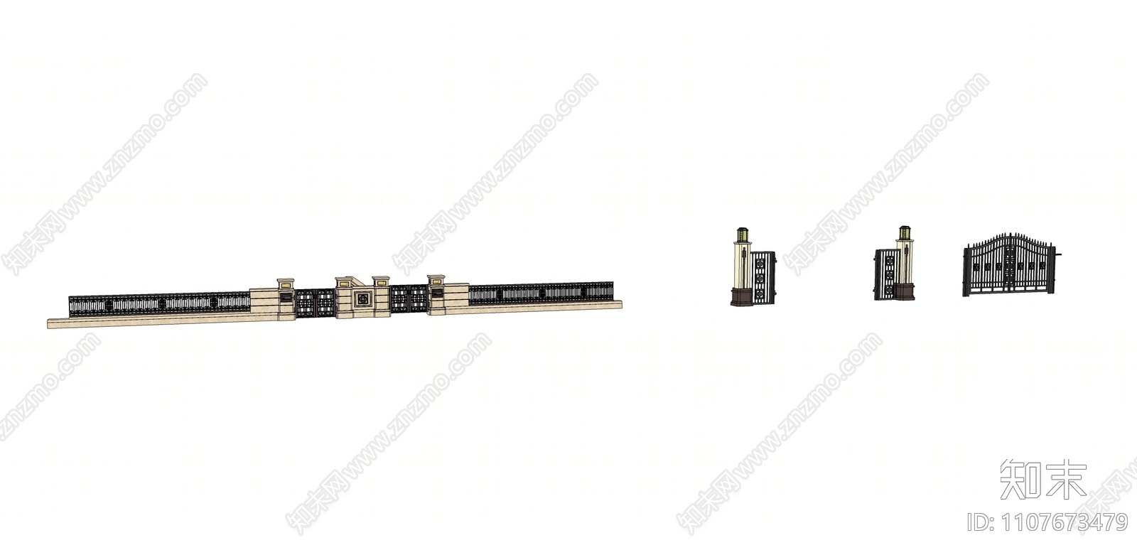 欧式围栏SU模型下载【ID:1107673479】