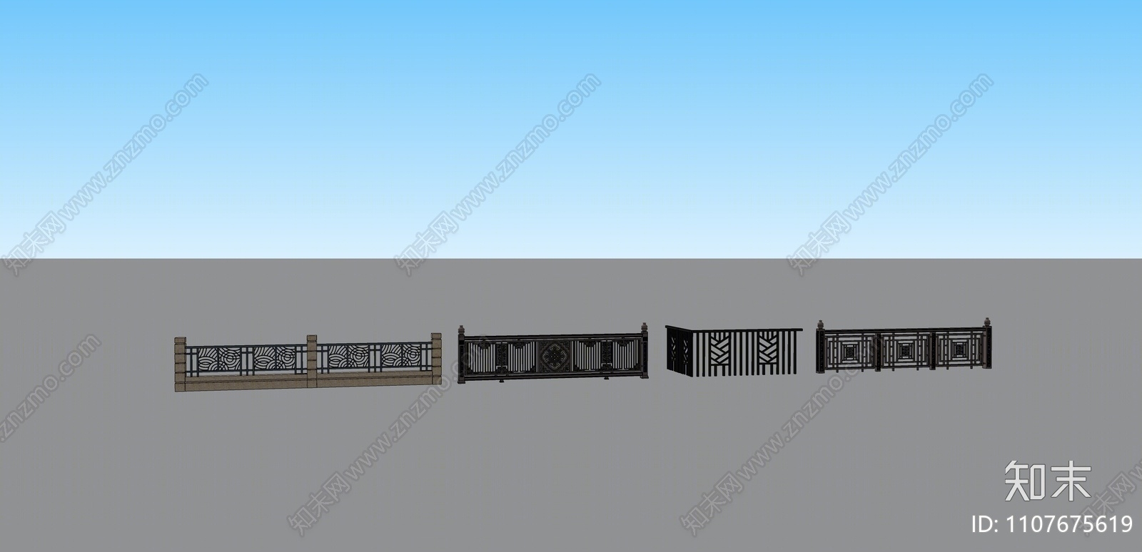 欧式围栏SU模型下载【ID:1107675619】