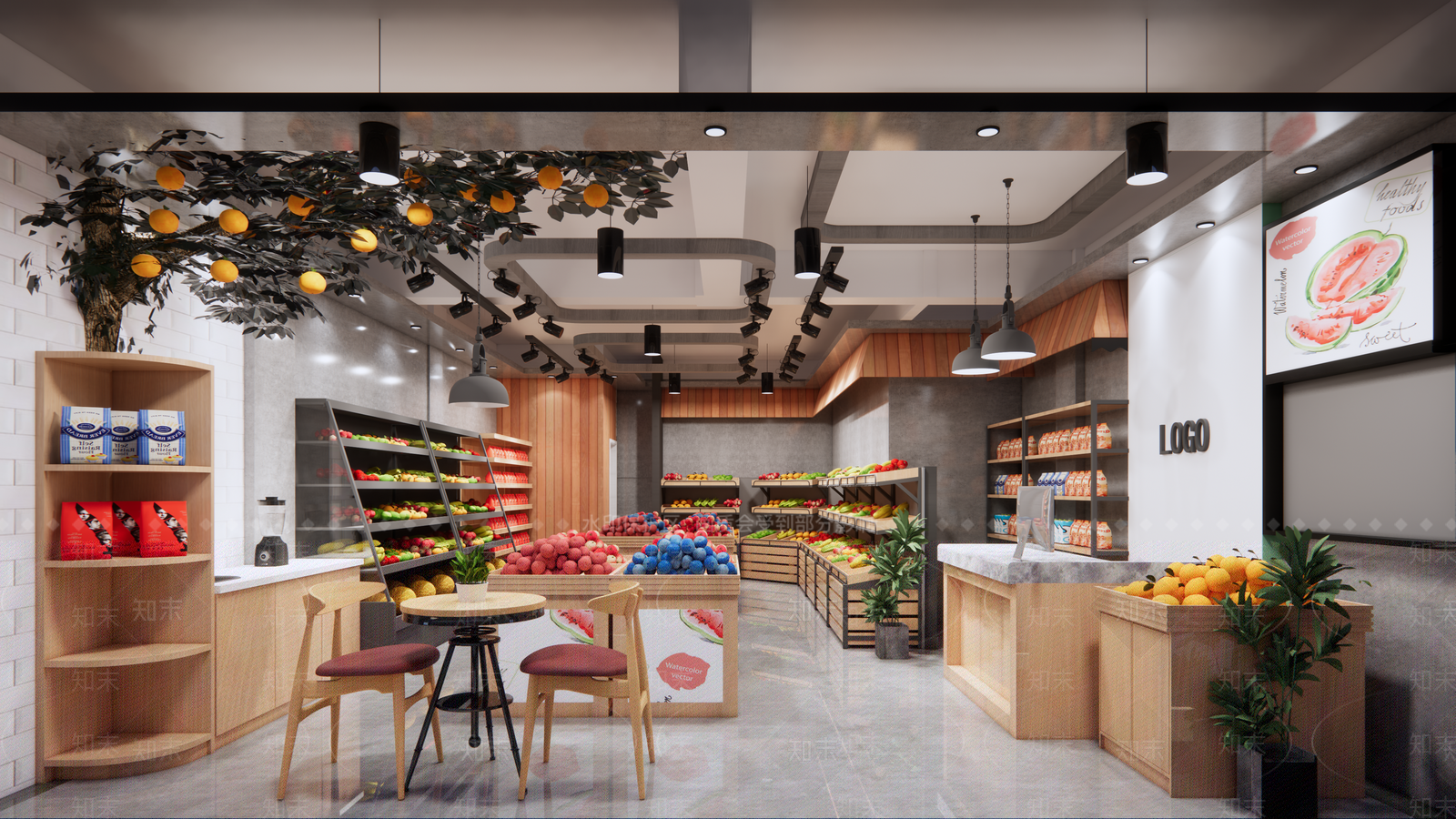 现代水果超市SU模型下载【ID:1107676983】