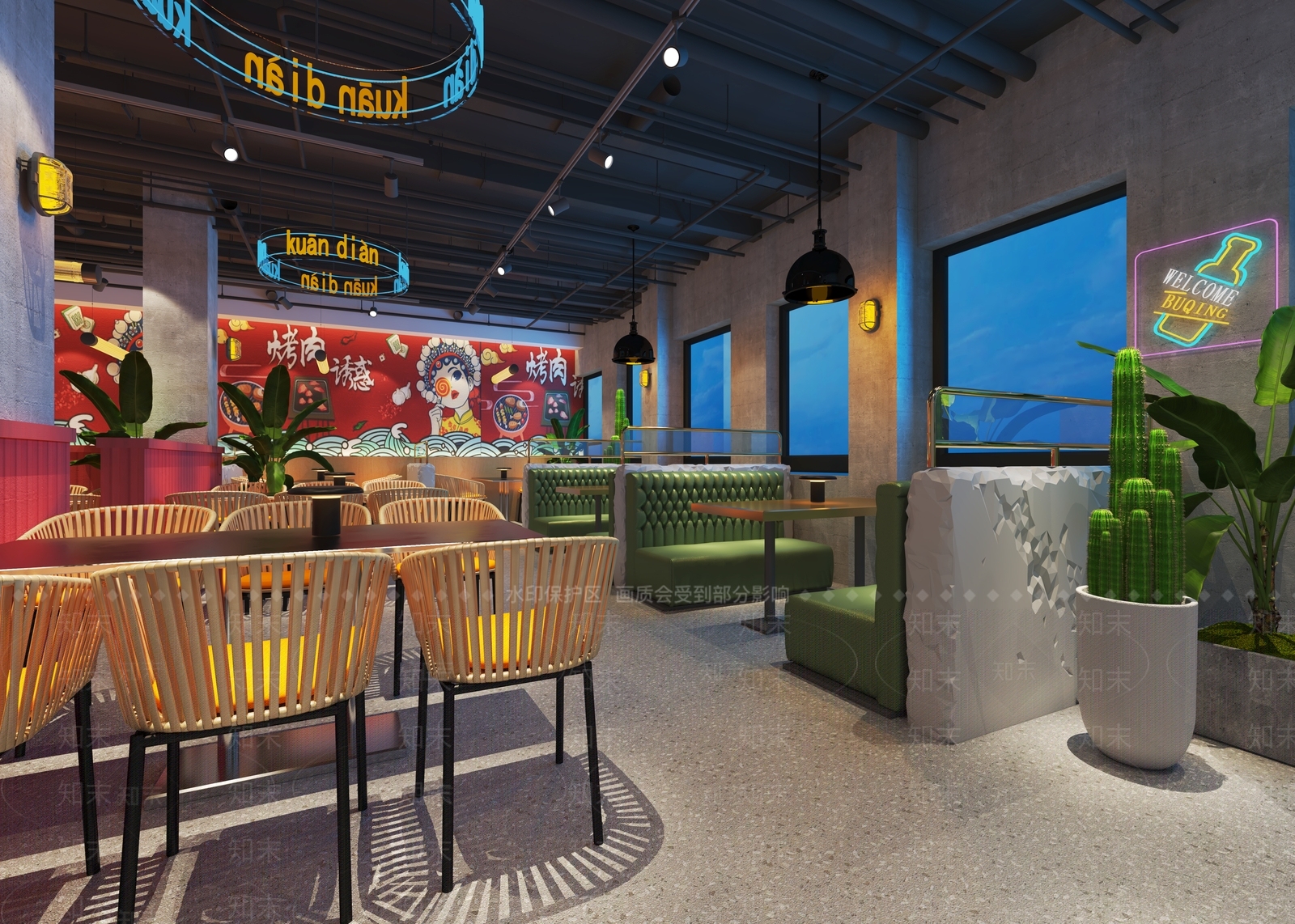 工业风烧烤店3D模型下载【ID:1107684597】