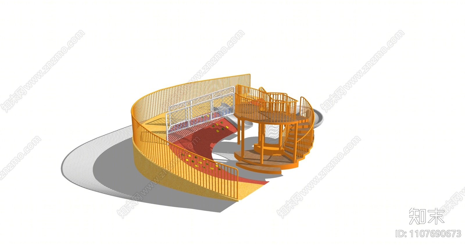 现代儿童滑梯SU模型下载【ID:1107690673】