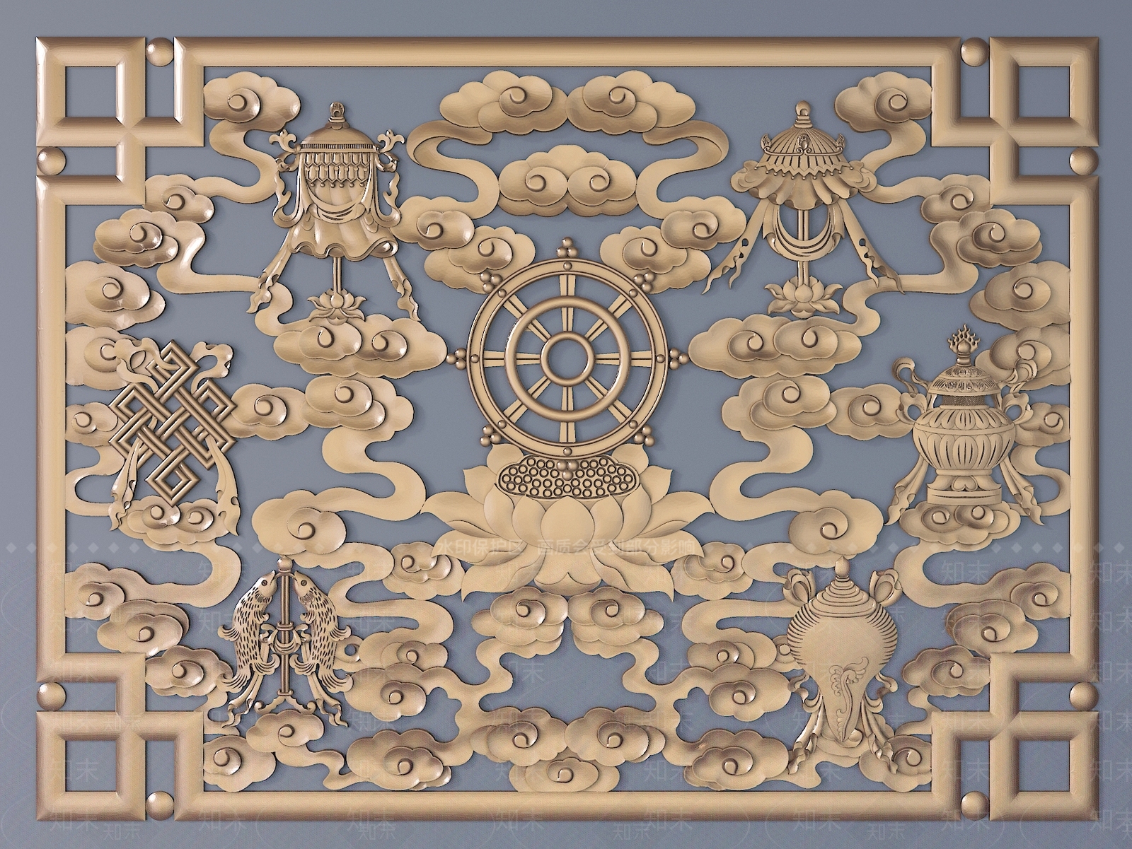 中式镂空雕花3D模型下载【ID:1107690985】