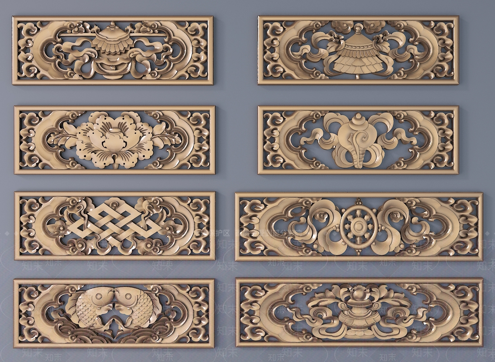 中式镂空雕花3D模型下载【ID:1107690906】