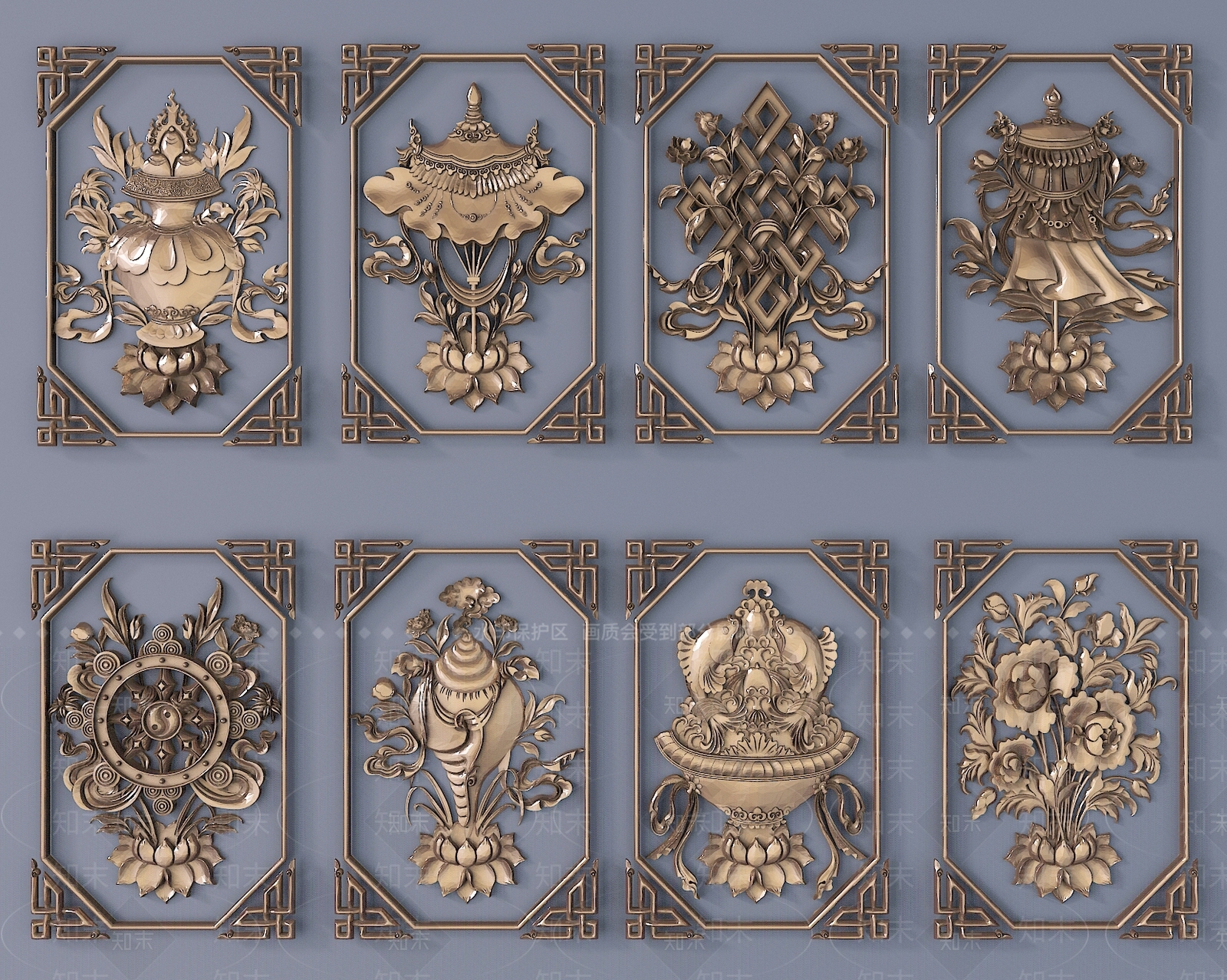 中式镂空雕花3D模型下载【ID:1107690949】