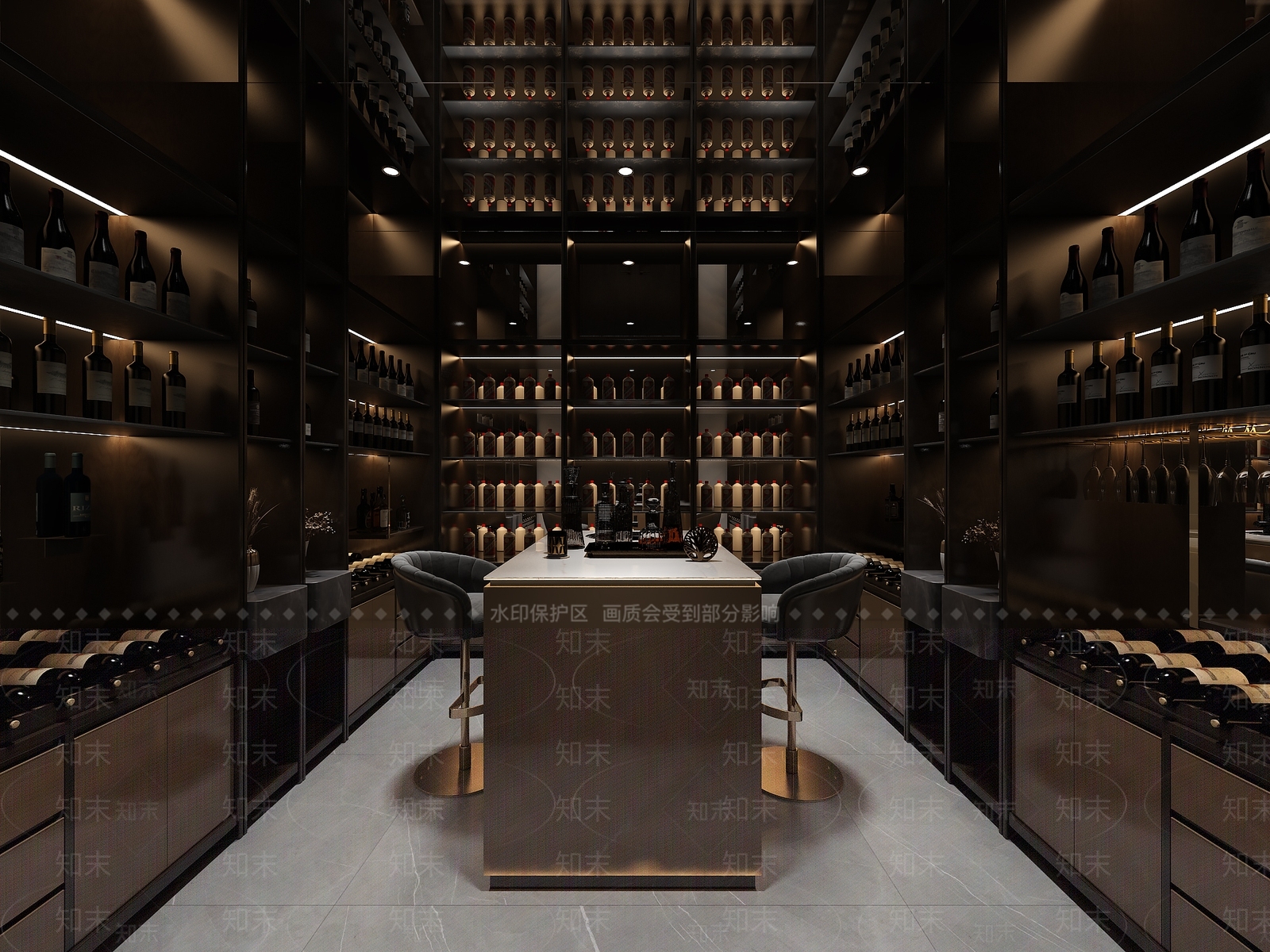 现代品酒室酒窖3D模型下载【ID:1107692470】