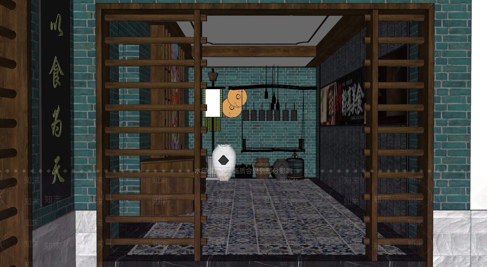 中式零售店铺SU模型下载【ID:1107697228】