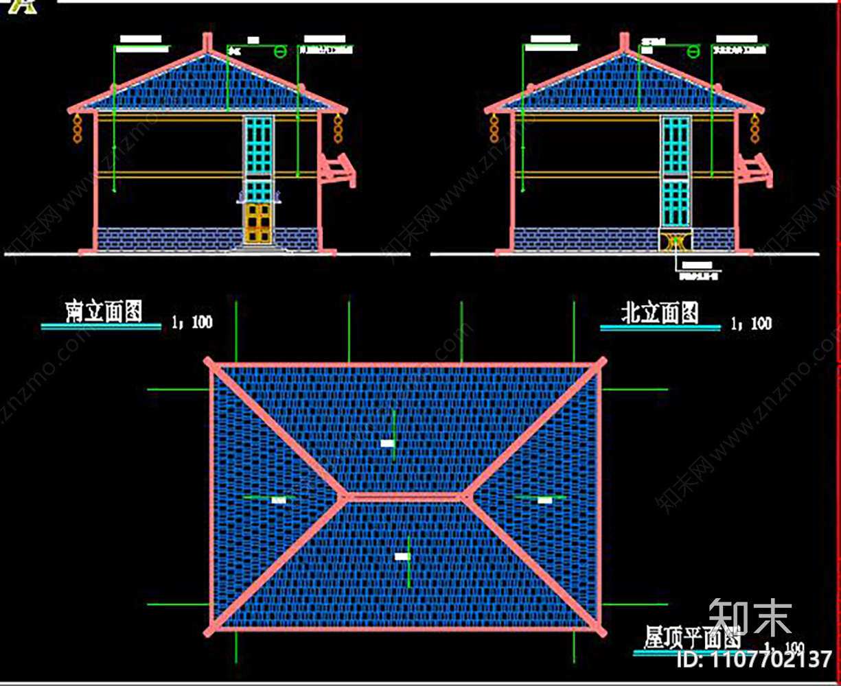新中式展馆建筑CADcad施工图下载【ID:1107702137】
